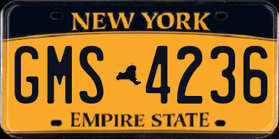 NY license plate GMS4236