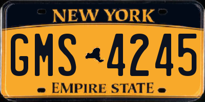NY license plate GMS4245