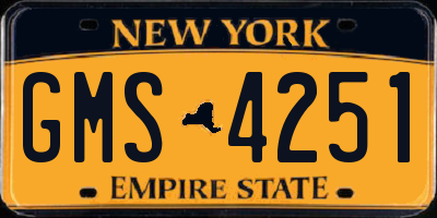 NY license plate GMS4251