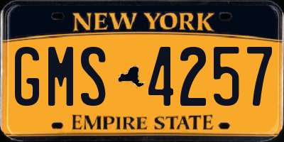NY license plate GMS4257