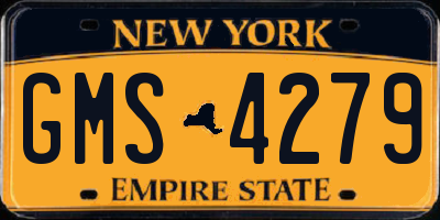 NY license plate GMS4279