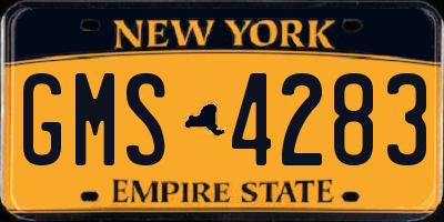 NY license plate GMS4283