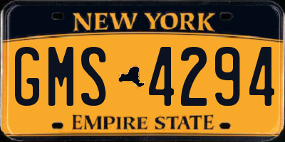 NY license plate GMS4294