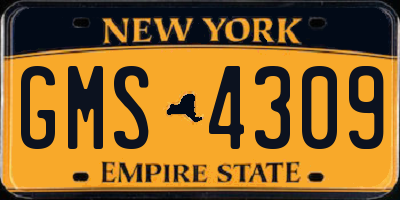 NY license plate GMS4309