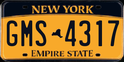 NY license plate GMS4317