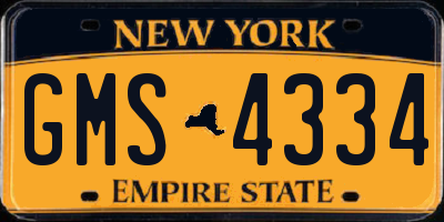 NY license plate GMS4334