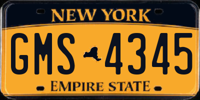 NY license plate GMS4345