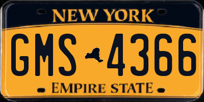 NY license plate GMS4366
