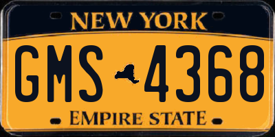 NY license plate GMS4368