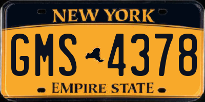 NY license plate GMS4378