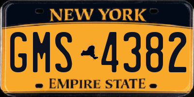 NY license plate GMS4382