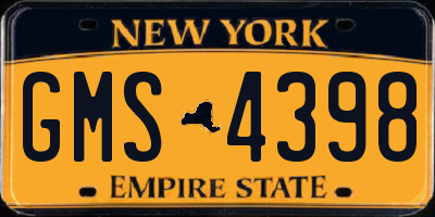 NY license plate GMS4398