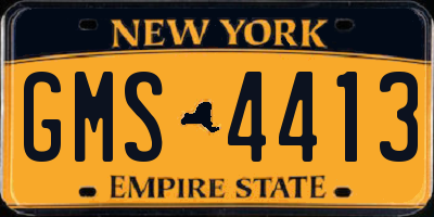NY license plate GMS4413