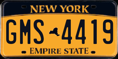 NY license plate GMS4419