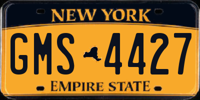 NY license plate GMS4427