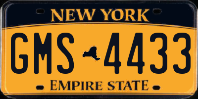 NY license plate GMS4433