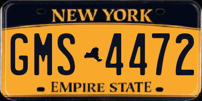 NY license plate GMS4472