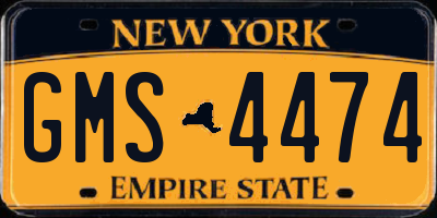 NY license plate GMS4474