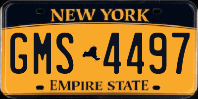 NY license plate GMS4497