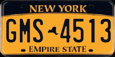 NY license plate GMS4513