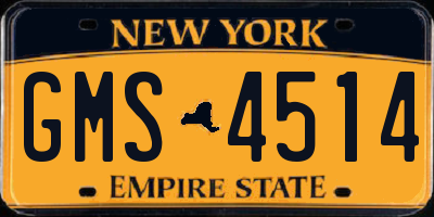 NY license plate GMS4514