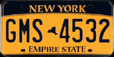 NY license plate GMS4532