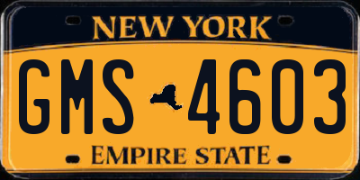 NY license plate GMS4603