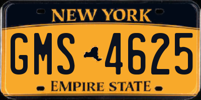 NY license plate GMS4625