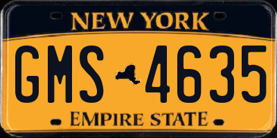 NY license plate GMS4635
