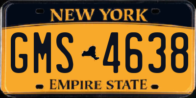 NY license plate GMS4638