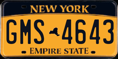 NY license plate GMS4643