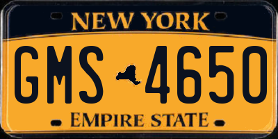 NY license plate GMS4650