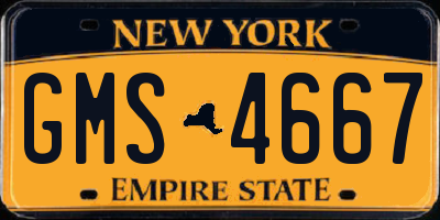 NY license plate GMS4667