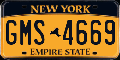 NY license plate GMS4669