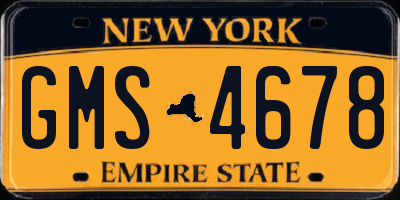NY license plate GMS4678