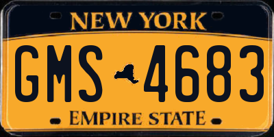 NY license plate GMS4683