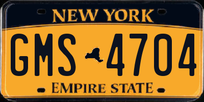 NY license plate GMS4704