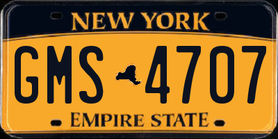 NY license plate GMS4707