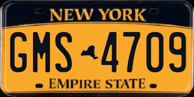 NY license plate GMS4709