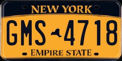 NY license plate GMS4718