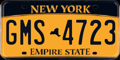 NY license plate GMS4723