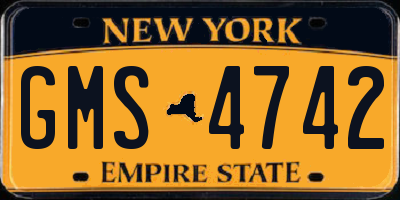 NY license plate GMS4742