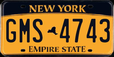 NY license plate GMS4743