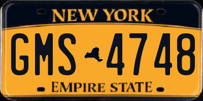 NY license plate GMS4748