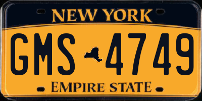 NY license plate GMS4749