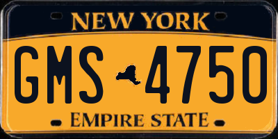 NY license plate GMS4750