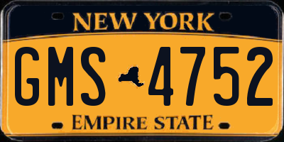 NY license plate GMS4752