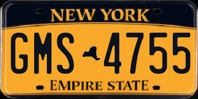 NY license plate GMS4755