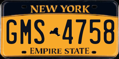 NY license plate GMS4758