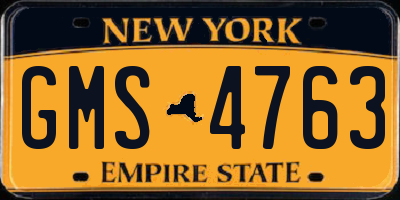 NY license plate GMS4763